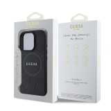 Guess Saffiano Peony Stamp MagSafe Zadní Kryt pro iPhone 16 Pro Black