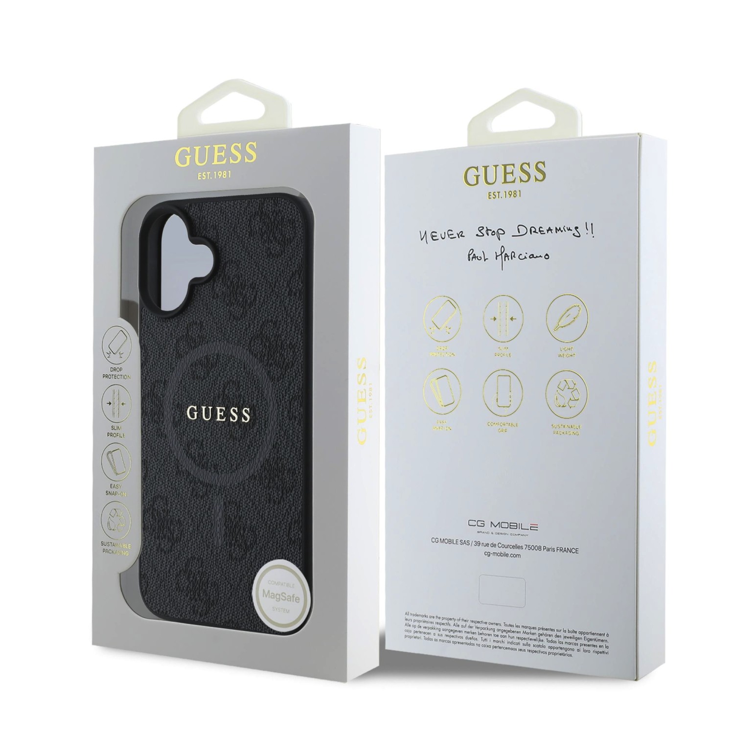 Guess PU Leather 4G Colored Ring MagSafe Zadní Kryt pro iPhone 16 Black