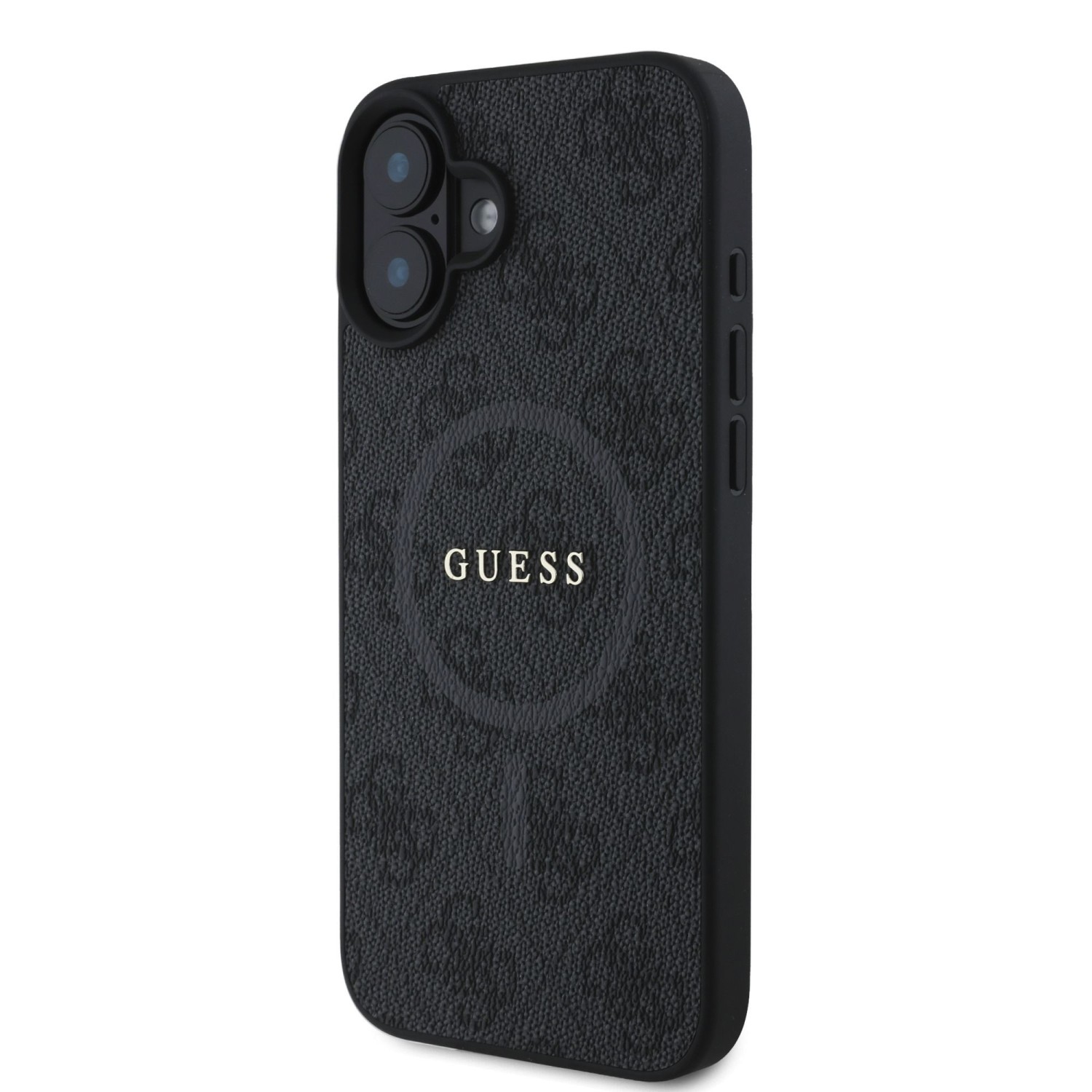 Guess PU Leather 4G Colored Ring MagSafe Zadní Kryt pro iPhone 16 Plus Black