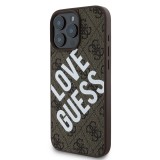 Guess PU Leather 4G Big Love Logo MagSafe Zadní Kryt pro iPhone 16 Pro Brown