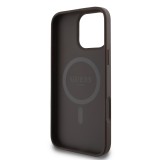 Guess PU Leather 4G Big Love Logo MagSafe Zadní Kryt pro iPhone 16 Pro Brown