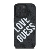 Guess PU Leather 4G Big Love Logo MagSafe Zadní Kryt pro iPhone 16 Pro Max Black