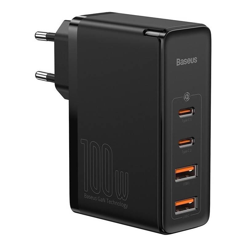 Baseus GaN Pro Quick Charge, 2xUSB-C, 2xUSB-A 100W čierna