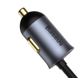 Baseus CCBT-B0G Rychlá Nabíječka do Auta s Prodlužovacím Kabelem 120W 3x USB +1xUSB-C Gray