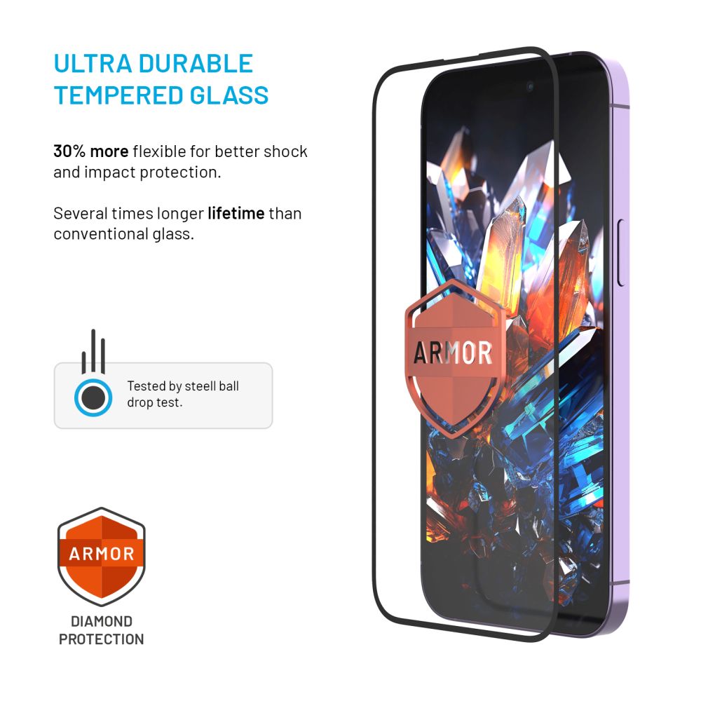 Ultra odolné tvrzené sklo FIXED Armor s Anti-dust aplikátorem a AR vrstvou pro Apple iPhone 12ProMax/13Max/14Plus, černé