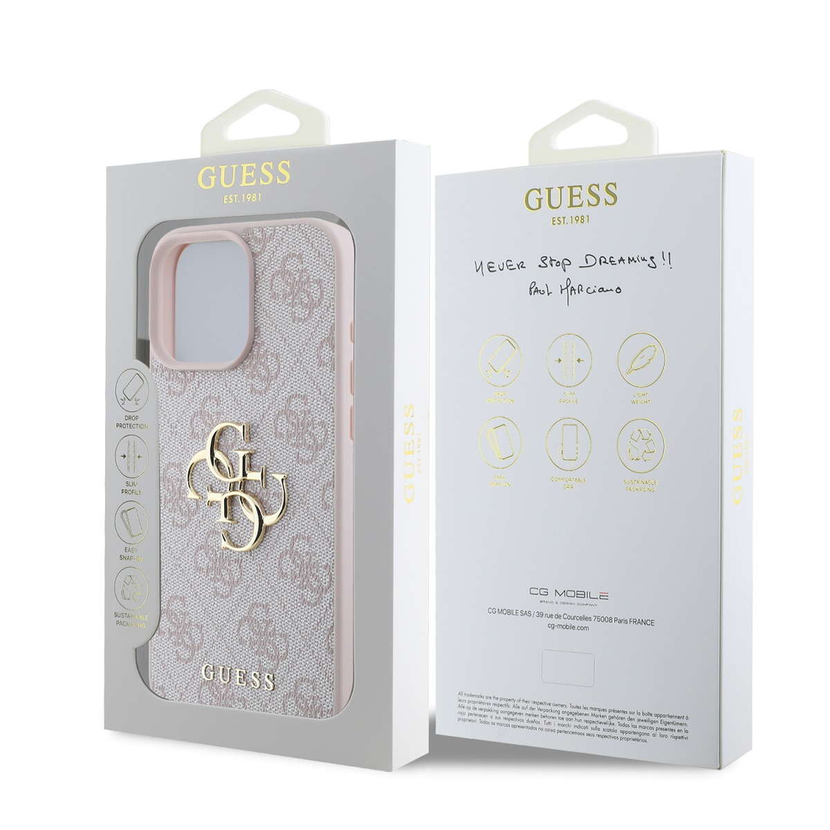 Guess PU 4G Metal Logo Zadní Kryt pro iPhone 16 Pro Max Pink