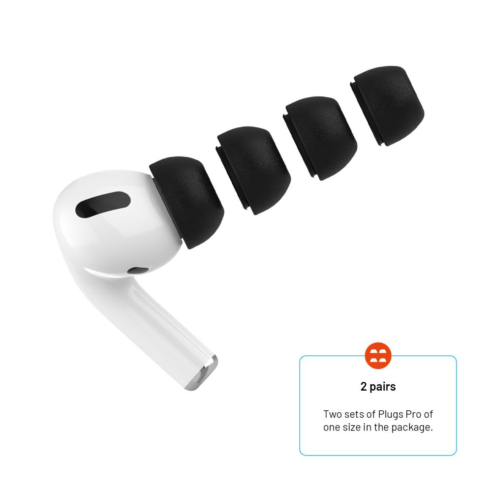 Špunty z paměťové pěny FIXED Plugs Pro pro Apple Airpods Pro/Pro 2, 2 sady, velikost L