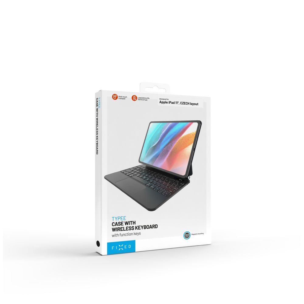 Pouzdro s bezdrátovou klávesnicí s magnetickým uchycením FIXED Typee pro Apple iPad Pro 11" a iPad Air 10.9", CZ, černé