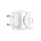 Síťová nabíječka FIXED Power Socket s USB-A a USB-C výstupem a vyklápěcí nabíječkou pro Apple Watch, 33W, bílá