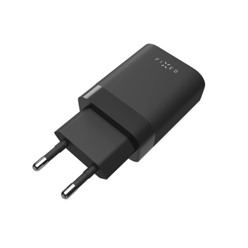 Síťová nabíječka FIXED s 2x USB-C výstupem, podpora PD, 35W, černá