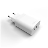 Síťová nabíječka FIXED s 2x USB-C výstupem, podpora PD, 35W, bílá