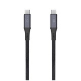 Dlouhý nabíjecí a datový opletený kabel FIXED s konektory USB-C/USB-C, PD 3.1, 2 m, USB4gen2 20Gbps, 4K60Hz, 240W, šedá