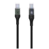 Nabíjecí a datový kabel FIXED s displejem s konektory USB-C/USB-C a podporou PD, 2m, USB 2.0, 100W, černá