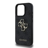 Guess PU 4G Metal Logo Zadní Kryt pro iPhone 16 Pro Grey