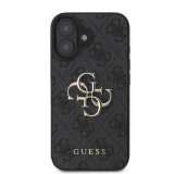 Guess PU 4G Metal Logo Zadní Kryt pro iPhone 16 Plus Grey