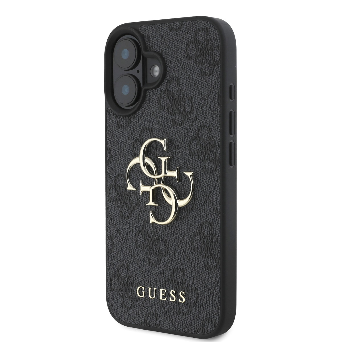 Guess PU 4G Metal Logo Zadní Kryt pro iPhone 16 Plus Grey