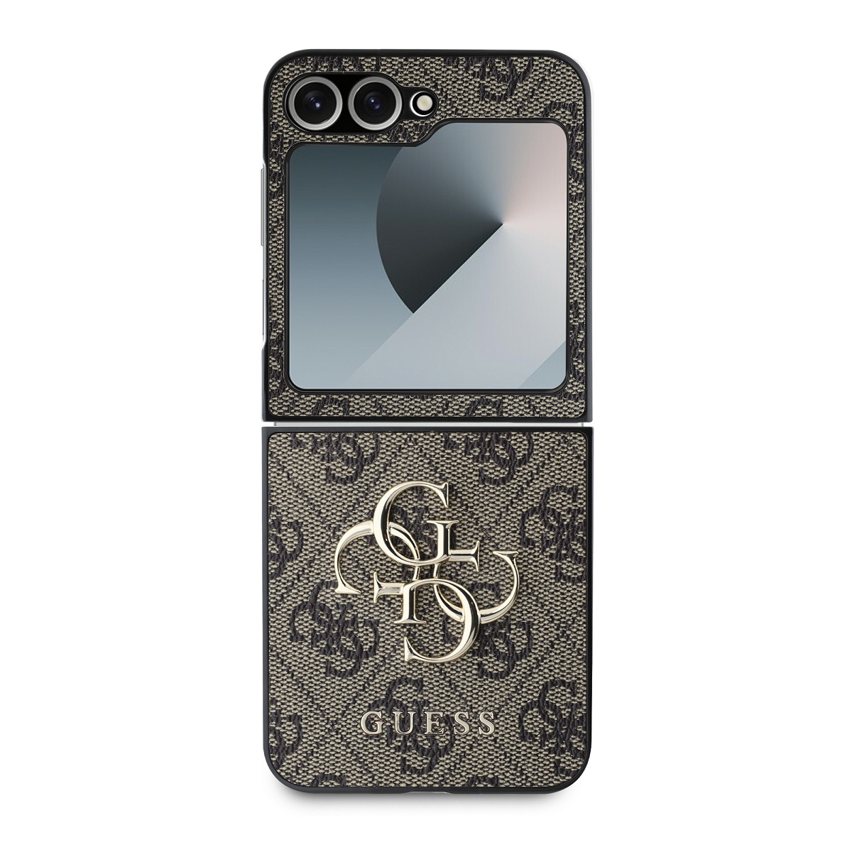 Guess PU 4G Metal Logo Zadní Kryt pro Samsung Galaxy Z Flip 6 Brown