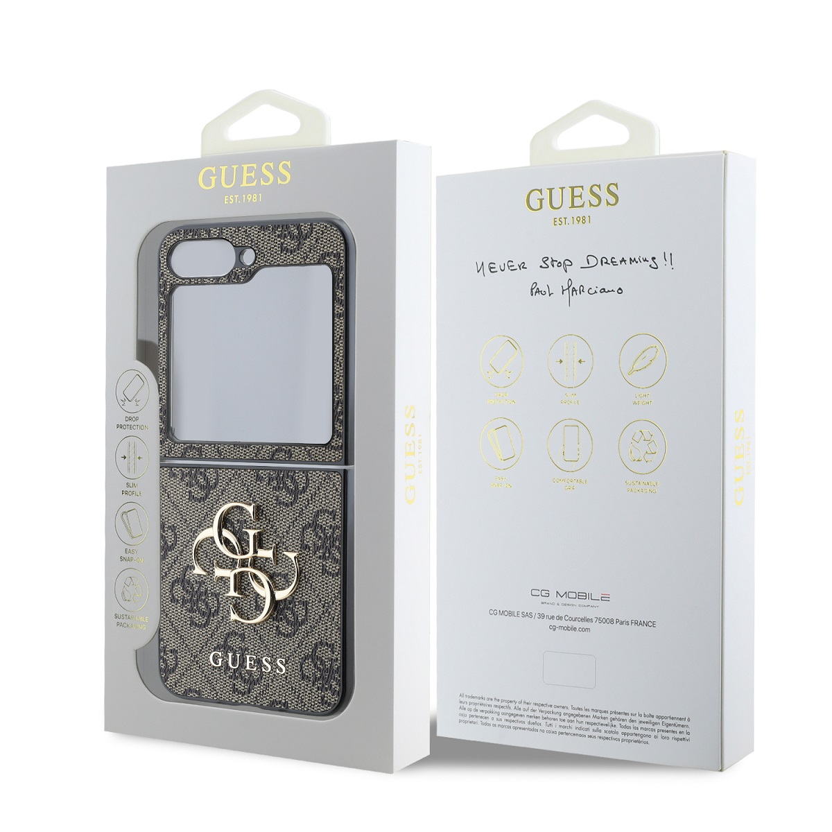 Guess PU 4G Metal Logo Zadní Kryt pro Samsung Galaxy Z Flip 6 Brown