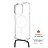 Pouzdro FIXED MagPure Neck s černou šňůrkou na krk pro Apple iPhone SE (2025)