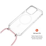 Pouzdro FIXED MagPure Neck s růžovou šňůrkou na krk pro Apple iPhone 16 Pro Max