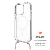 Pouzdro FIXED MagPure Neck s růžovou šňůrkou na krk pro Apple iPhone 16 Pro