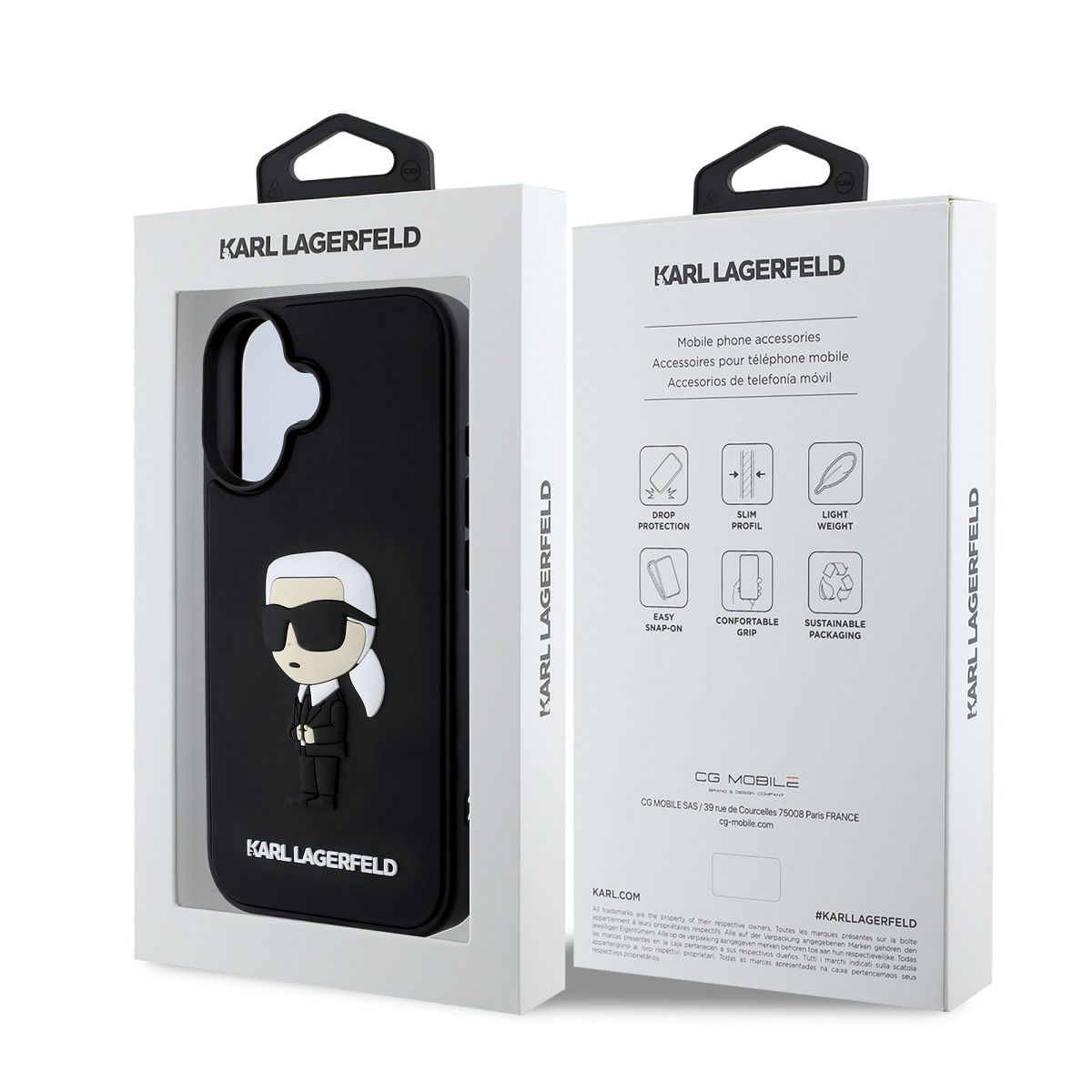 Karl Lagerfeld 3D Rubber Ikonik Zadní Kryt pro iPhone 16 Black