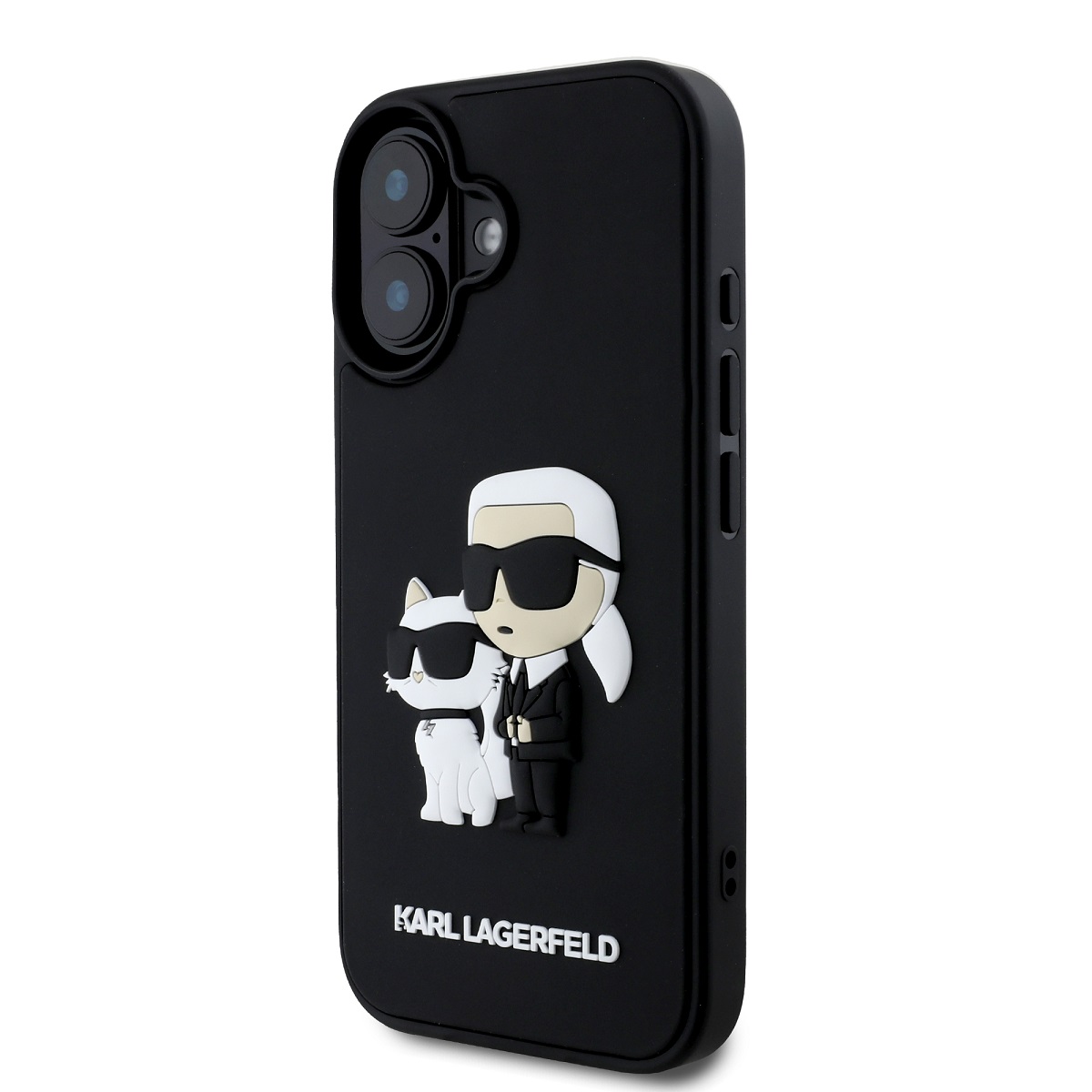 Karl Lagerfeld 3D Rubber Karl and Choupette Zadní Kryt pro iPhone 16 Plus Black