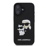 Karl Lagerfeld 3D Rubber Karl and Choupette Zadní Kryt pro iPhone 16 Black