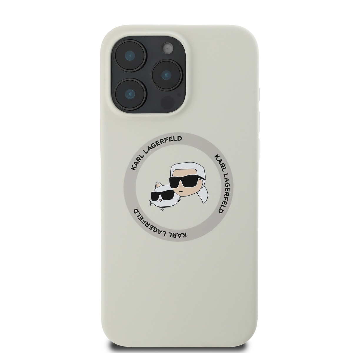 Karl Lagerfeld Liquid Silicone K&CH Heads MagSafe Zadní Kryt pro iPhone 16 Pro Max Beige