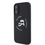 Karl Lagerfeld Liquid Silicone K&CH Heads MagSafe Zadní Kryt pro iPhone 16 Black