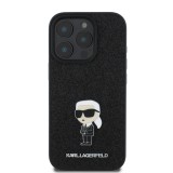 Karl Lagerfeld Fixed Glitter Metal Ikonik Zadní Kryt pro iPhone 16 Pro Black