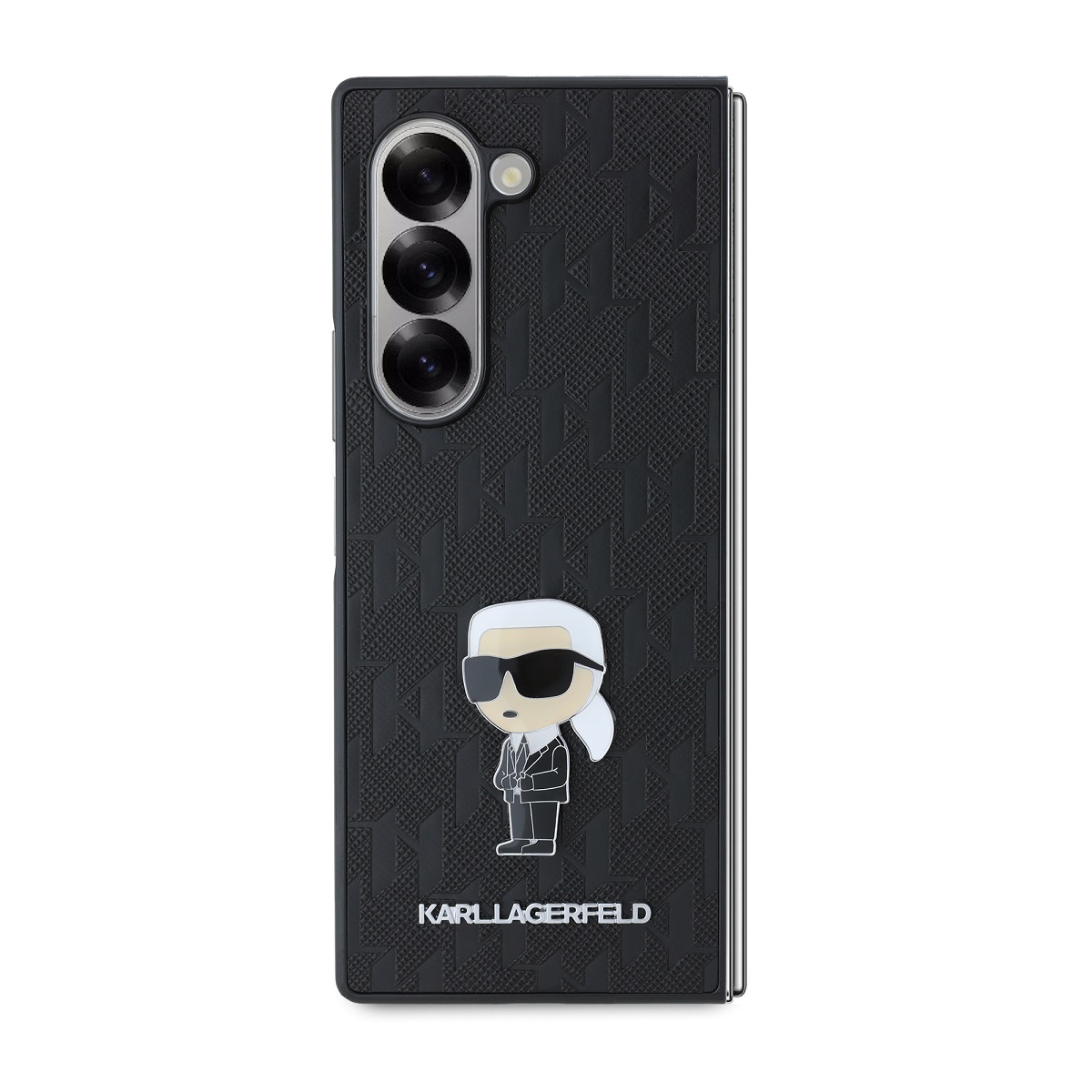 Karl Lagerfeld PU Saffiano Monogram Ikonik Zadní Kryt pro Samsung Galaxy Z Fold 6 Black