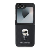 Karl Lagerfeld PU Saffiano Monogram Ikonik Zadní Kryt pro Samsung Galaxy Z Flip 6 Black