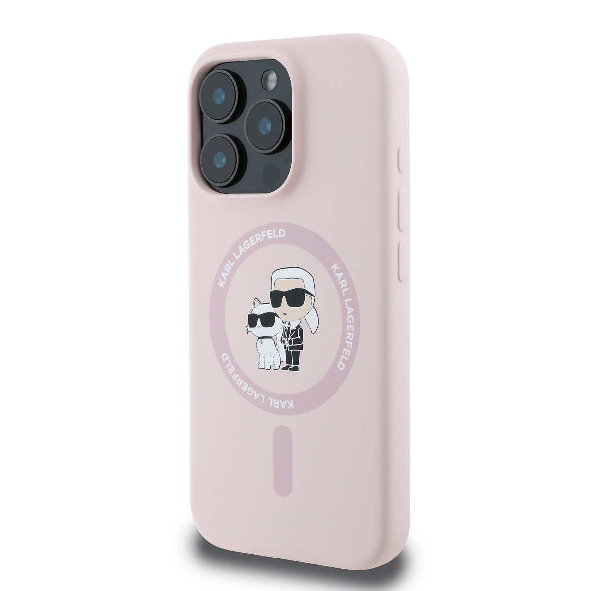 Karl Lagerfeld Liquid Silicone Karl and Choupette MagSafe Zadní Kryt pro iPhone 16 Pro Max Pink