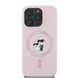 Karl Lagerfeld Liquid Silicone Karl and Choupette MagSafe Zadní Kryt pro iPhone 16 Pro Pink