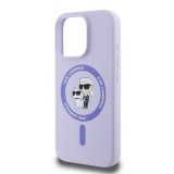 Karl Lagerfeld Liquid Silicone Karl and Choupette MagSafe Zadní Kryt pro iPhone 16 Pro Purple