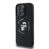 Karl Lagerfeld Liquid Silicone Karl and Choupette MagSafe Zadní Kryt pro iPhone 16 Pro Black