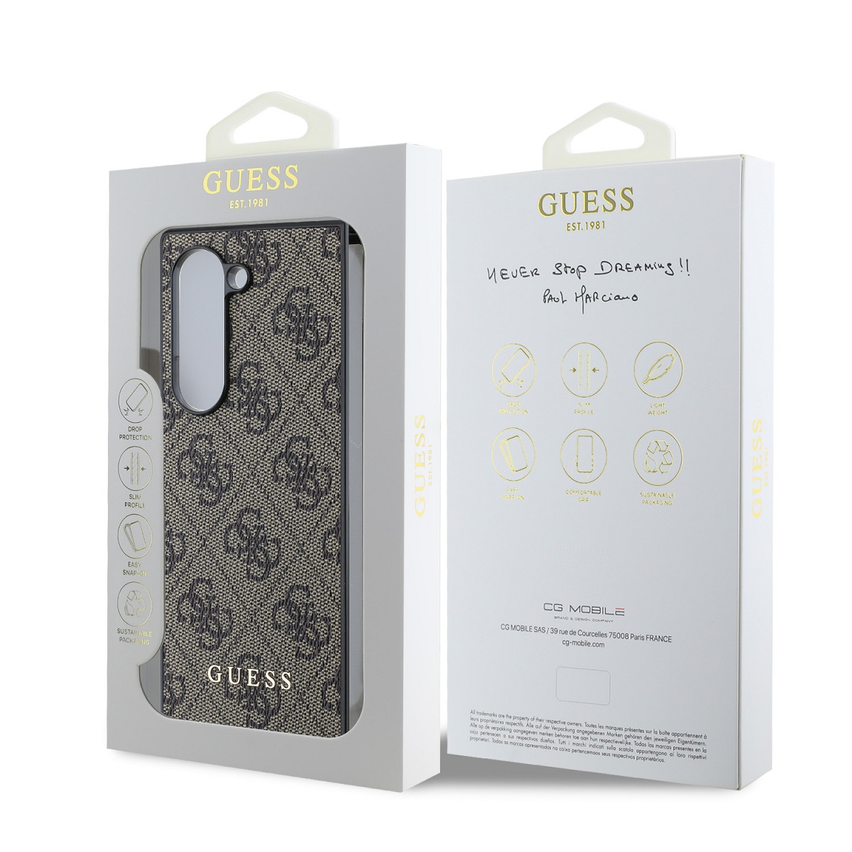 Guess 4G Charm Zadní Kryt pro Samsung Galaxy Z Fold 6 Brown