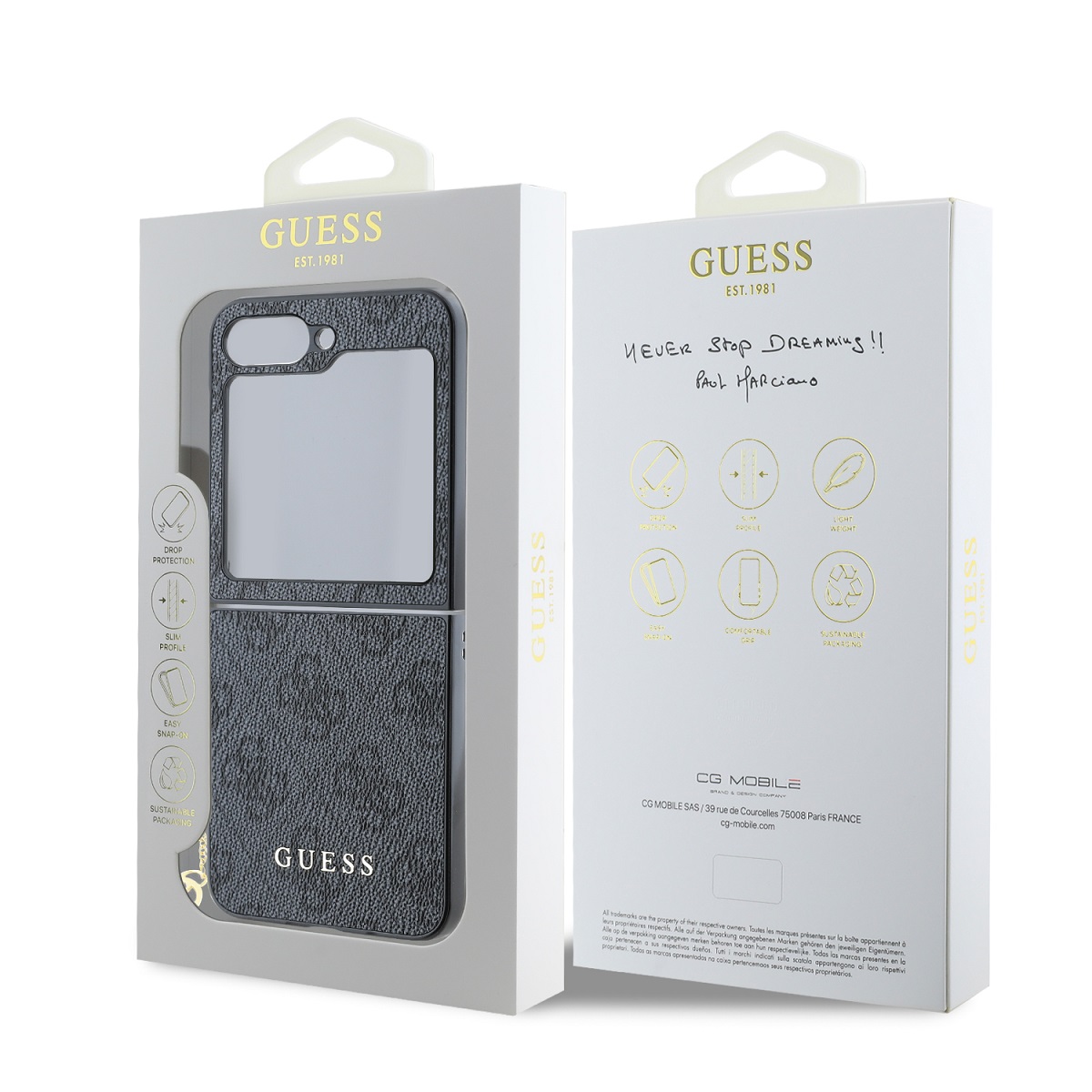 Guess 4G Charm Zadní Kryt pro Samsung Galaxy Z Flip 6 Grey