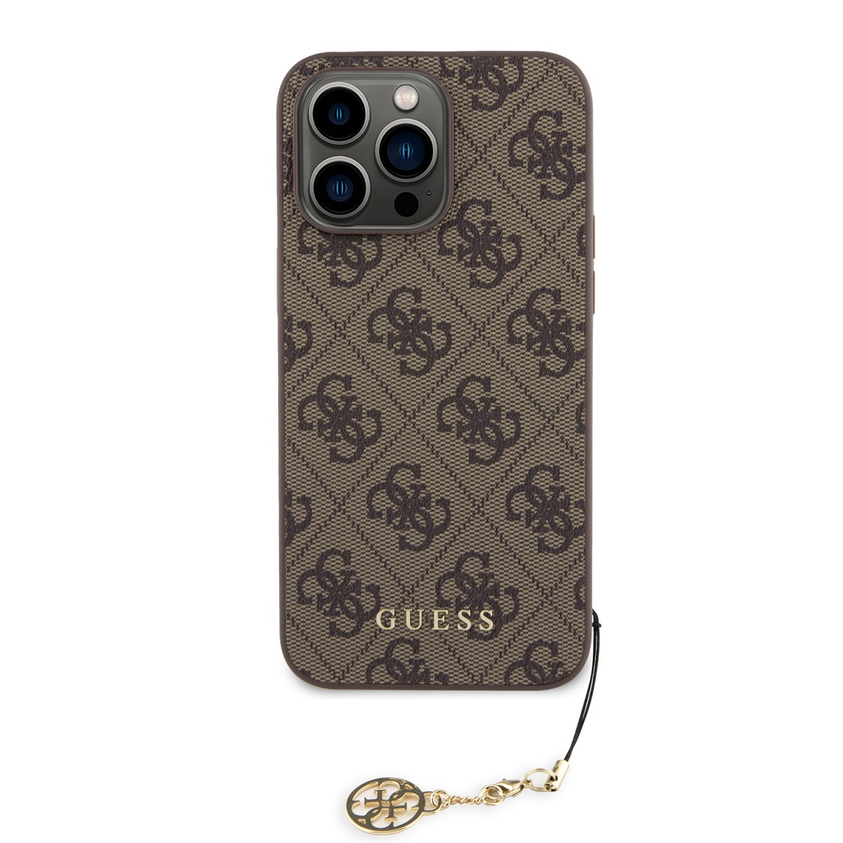 Guess 4G Charm Zadní Kryt pro iPhone 15 Pro Max Tone on Tone Brown