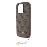 Guess 4G Charm Zadní Kryt pro iPhone 15 Pro Tone on Tone Brown