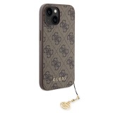 Guess 4G Charm Zadní Kryt pro iPhone 15 Tone on Tone Brown