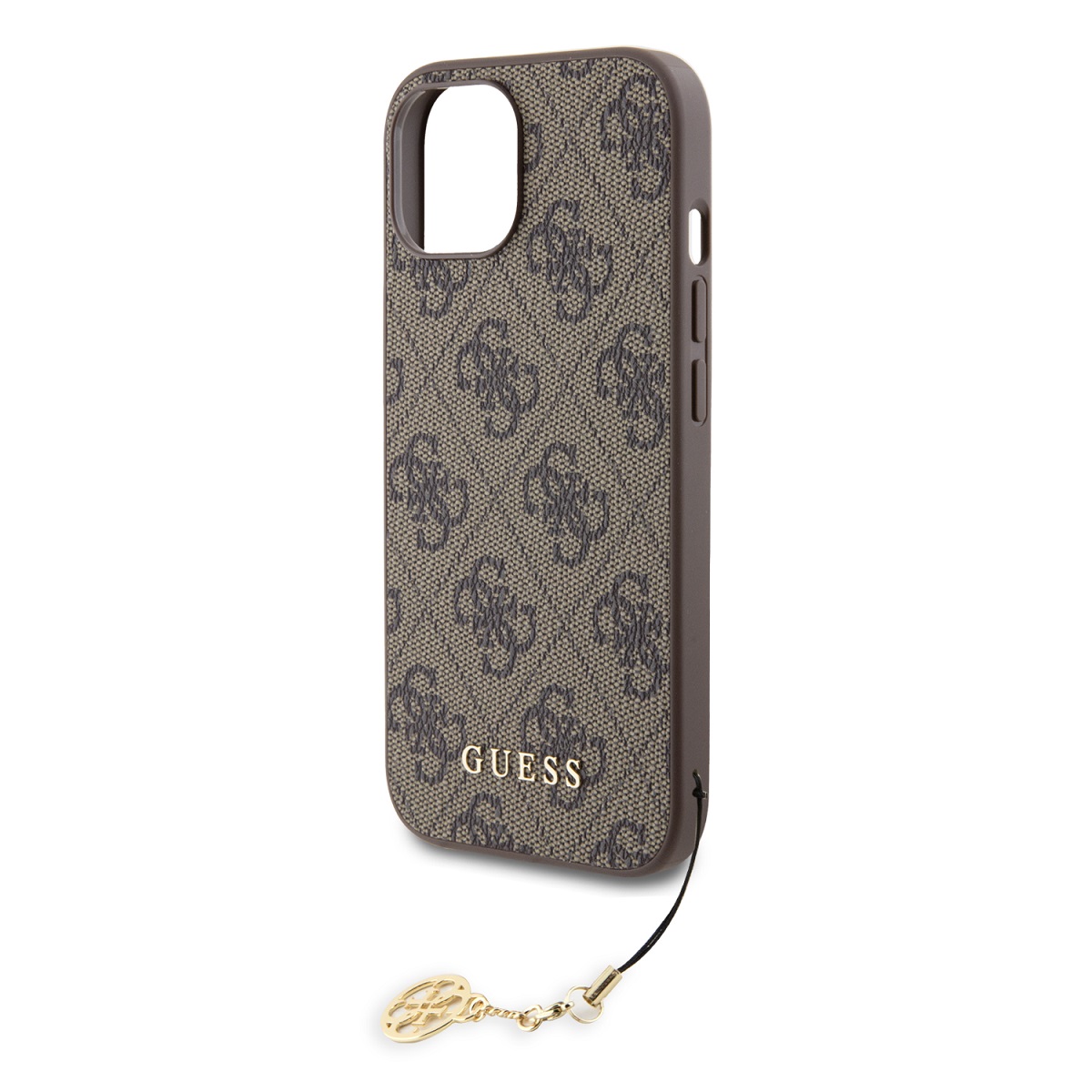 Guess 4G Charm Zadní Kryt pro iPhone 15 Tone on Tone Brown