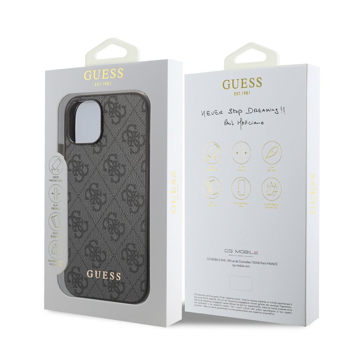 Guess 4G Charm Zadní Kryt pro iPhone 13 Tone on Tone Grey