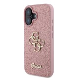 Guess PU Fixed Glitter 4G Metal Logo Zadní Kryt pro iPhone 16 Pink