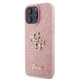 Guess PU Fixed Glitter 4G Metal Logo Zadní Kryt pro iPhone 16 Pro Max Pink