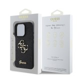 Guess PU Fixed Glitter 4G Metal Logo Zadní Kryt pro iPhone 16 Pro Black