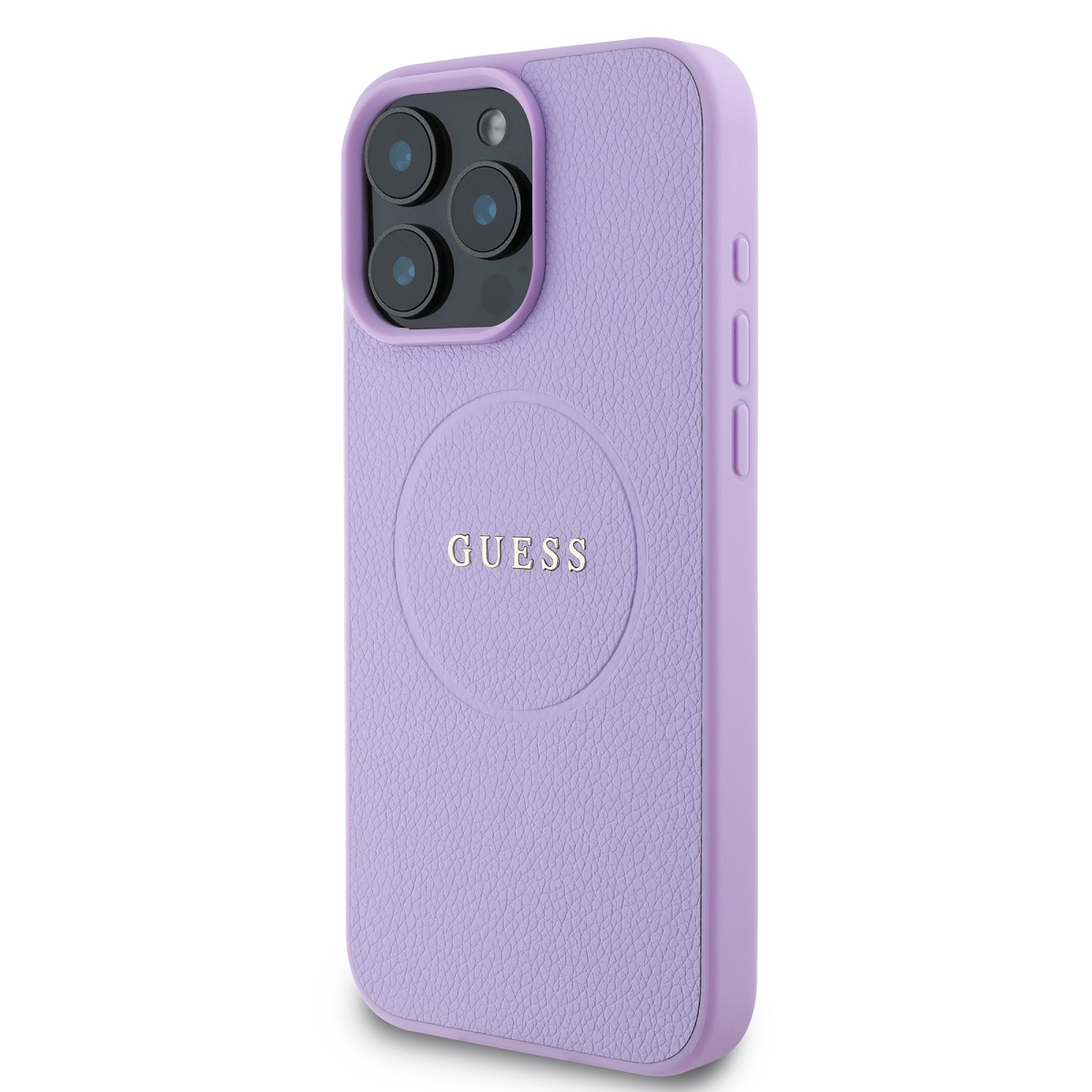 Guess PU Grained Classic Logo MagSafe Zadní Kryt pro iPhone 16 Pro Max Purple