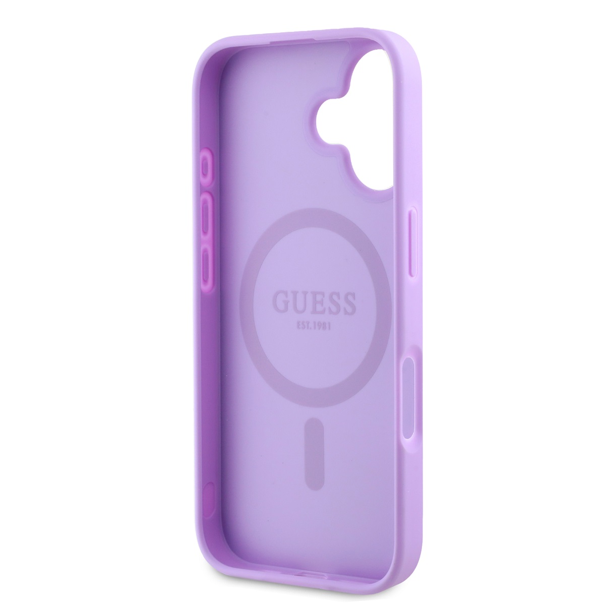 Guess PU Grained Classic Logo MagSafe Zadní Kryt pro iPhone 16 Plus Purple