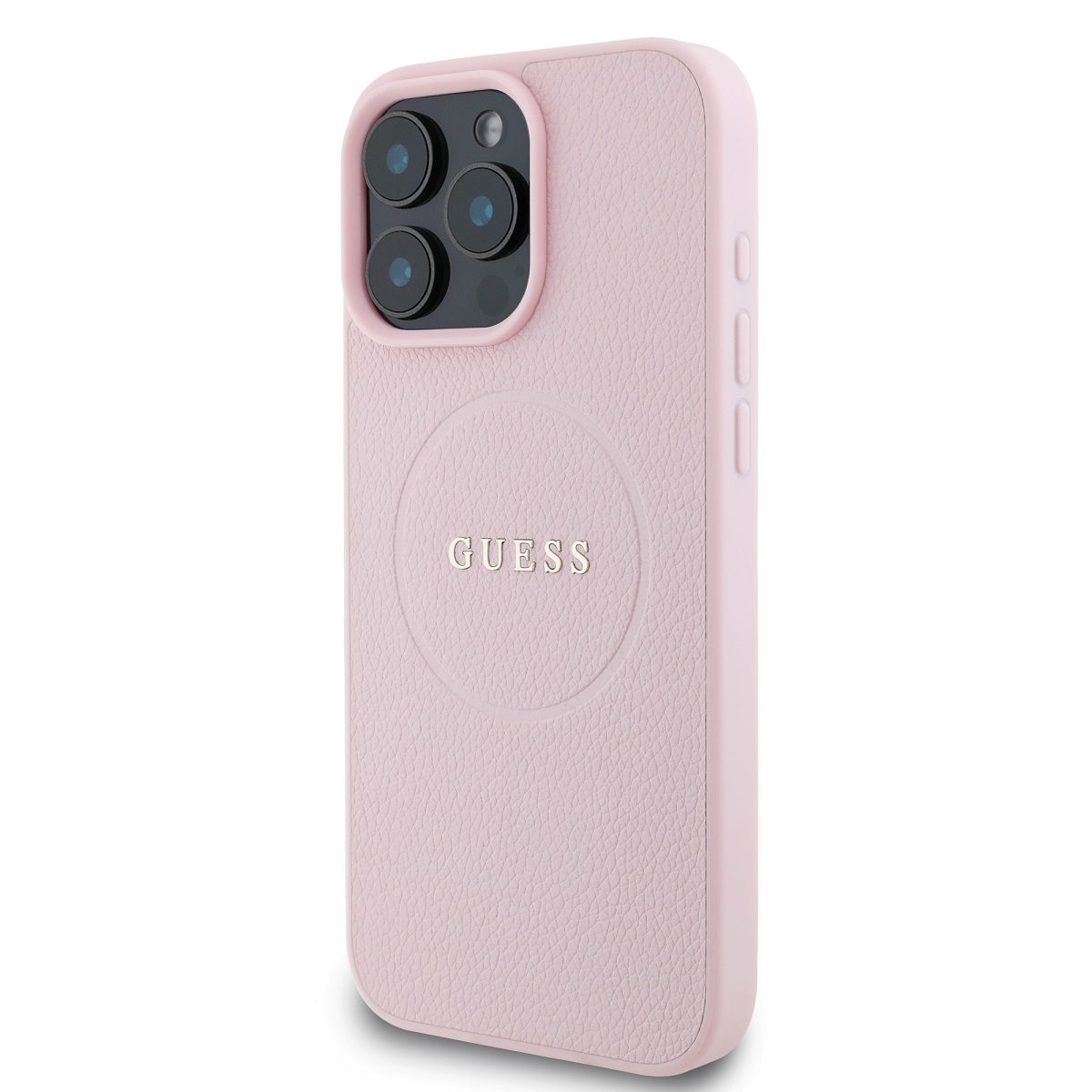 Guess PU Grained Classic Logo MagSafe Zadní Kryt pro iPhone 16 Pro Pink